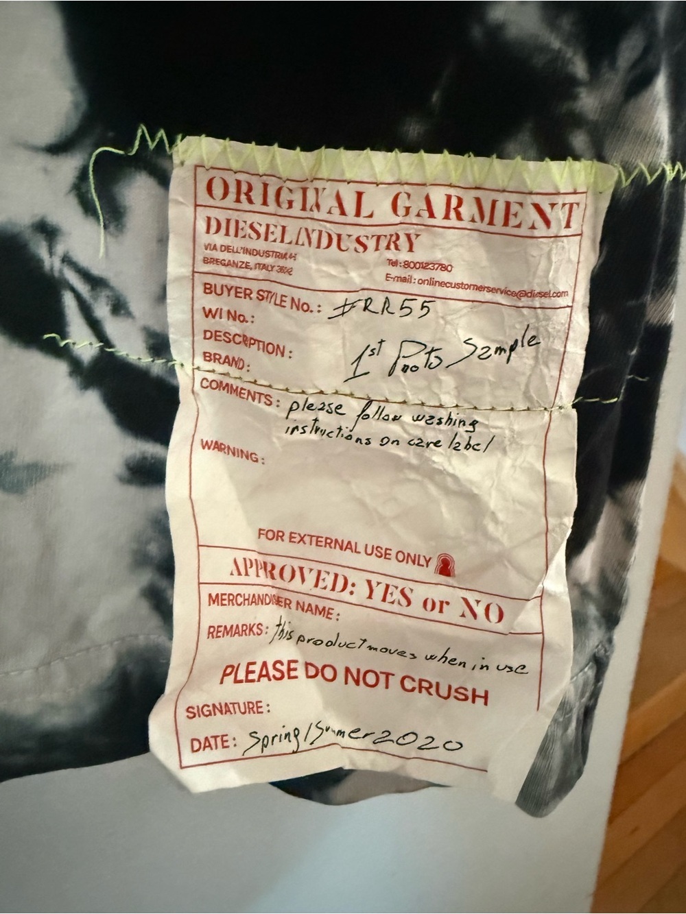 DIESEL T-Just-Ls-J6 Tie-Dye Meltdown Graphic Shirt Pink Black Punk Y2K - Picture 4 of 5